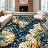 Ultra Soft Area Rug, Non Slip, Stain Resistant, Washable Area Rugs for Living Room, Bedroom, Colorful Tibetan Tiger Living Room Non-Slip Rug(Blue)