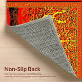 Ultra Soft Area Rug, Non Slip, Stain Resistant, Washable Area Rugs for Living Room, Bedroom, Striking Eclectic Nature Theme(Red)