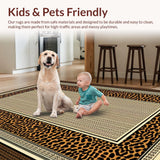 Ultra Soft Area Rug, Non Slip, Stain Resistant, Washable Area Rugs for Living Room, Bedroom, Vibrant Safari Style Elegance(Beige)