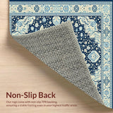 Ultra Soft Area Rug, Non Slip, Stain Resistant, Washable Area Rugs for Living Room, Bedroom, Stylish Patterned Ogee Arrangement(Blue)