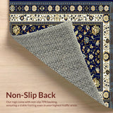 Ultra Soft Area Rug, Non Slip, Stain Resistant, Washable Area Rugs for Living Room, Bedroom, Natural Fiber Oriental Border(Blue)