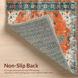 Ultra Soft Area Rug, Non Slip, Stain Resistant, Washable Area Rugs for Living Room, Bedroom, Contemporary Circular Distressed Motif(Orange)