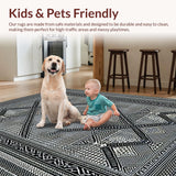 Ultra Soft Area Rug, Non Slip, Stain Resistant, Washable Area Rugs for Living Room, Bedroom, Unique Lattice Style with Contrast(Gray)