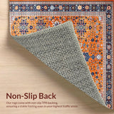 Ultra Soft Area Rug, Non Slip, Stain Resistant, Washable Area Rugs for Living Room, Bedroom, Lively Colorful Ethnic Motif Design(Orange)