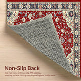 Ultra Soft Area Rug, Non Slip, Stain Resistant, Washable Area Rugs for Living Room, Bedroom, Vibrant Geometric Blossom Arrangement(Red)