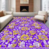 Ultra Soft Area Rug, Non Slip, Stain Resistant, Washable Area Rugs for Living Room, Bedroom, Rustic Artful Floral Touch(Purple)