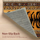 Ultra Soft Area Rug, Non Slip, Stain Resistant, Washable Area Rugs for Living Room, Bedroom, Non-Slip Tiger Print Dining Room Stain-Resistant Carpet(Gold)