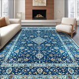 Ultra Soft Area Rug, Non Slip, Stain Resistant, Washable Area Rugs for Living Room, Bedroom, Durable Blue Entryway Area Rug with Intricate Pattern(Blue)
