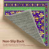 Ultra Soft Area Rug, Non Slip, Stain Resistant, Washable Area Rugs for Living Room, Bedroom, Contemporary Fleur-De-Lis Theme(Purple)