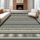 Ultra Soft Area Rug, Non Slip, Stain Resistant, Washable Area Rugs for Living Room, Bedroom, Rustic Geometric Motif with Tassels(Black)