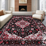 Ultra Soft Area Rug, Non Slip, Stain Resistant, Washable Area Rugs for Living Room, Bedroom, Chic Abstract Artful Floral Composition(Black)