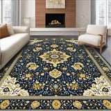 Ultra Soft Area Rug, Non Slip, Stain Resistant, Washable Area Rugs for Living Room, Bedroom, Vintage Inspired Damask Pack(Blue)