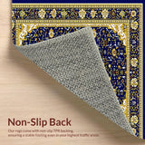 Ultra Soft Area Rug, Non Slip, Stain Resistant, Washable Area Rugs for Living Room, Bedroom, Elegant Swirl Pattern in Navy(Blue)