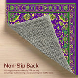 Ultra Soft Area Rug, Non Slip, Stain Resistant, Washable Area Rugs for Living Room, Bedroom, Festive Elegant Lattice Design(Purple)