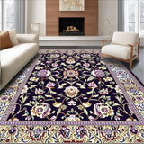 Ultra Soft Area Rug, Non Slip, Stain Resistant, Washable Area Rugs for Living Room, Bedroom, Vibrant Floral Accents on Beige(Purple)