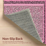 Ultra Soft Area Rug, Non Slip, Stain Resistant, Washable Area Rugs for Living Room, Bedroom, Feminine Fluffy Leopard Charm(Pink)