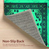 Ultra Soft Area Rug, Non Slip, Stain Resistant, Washable Area Rugs for Living Room, Bedroom, Green and Turquoise Meditation Space Easy Care Carpet(Blue)