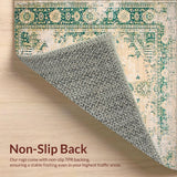 Beige Green Distressed Medallion Durable Non Shedding(Beige)