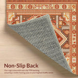Ultra Soft Area Rug, Non Slip, Stain Resistant, Washable Area Rugs for Living Room, Bedroom, Cozy Textured Vintage Pattern(Orange)