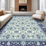 Ultra Soft Area Rug, Non Slip, Stain Resistant, Washable Area Rugs for Living Room, Bedroom, Tranquil Light Grey Botanical Design(White)