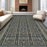 Ultra Soft Area Rug, Non Slip, Stain Resistant, Washable Area Rugs for Living Room, Bedroom, Sleek Minimalist Diamond Motif(Gray)