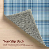 Ultra Soft Area Rug, Non Slip, Stain Resistant, Washable Area Rugs for Living Room, Bedroom, Rustic Gray Plaid Charm(Blue)