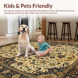 Ultra Soft Area Rug, Non Slip, Stain Resistant, Washable Area Rugs for Living Room, Bedroom, Rustic Earthy Traditional Motif(Beige)
