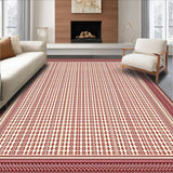 Ultra Soft Area Rug, Non Slip, Stain Resistant, Washable Area Rugs for Living Room, Bedroom, Serene Earthy Tones with Curves(Red)