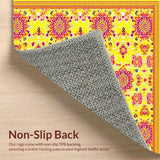Ultra Soft Area Rug, Non Slip, Stain Resistant, Washable Area Rugs for Living Room, Bedroom, Bright Earthy Mandala Aesthetic(Yellow)
