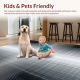 Ultra Soft Area Rug, Non Slip, Stain Resistant, Washable Area Rugs for Living Room, Bedroom, Serene Earthy Trellis Vibe(Black)