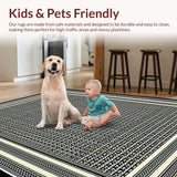 Ultra Soft Area Rug, Non Slip, Stain Resistant, Washable Area Rugs for Living Room, Bedroom, Contemporary Lattice Patterned Beauty(Black)