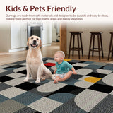 Ultra Soft Area Rug, Non Slip, Stain Resistant, Washable Area Rugs for Living Room, Bedroom, Luxurious Minimalist Diamond Texture(Gray)