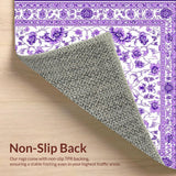 Ultra Soft Area Rug, Non Slip, Stain Resistant, Washable Area Rugs for Living Room, Bedroom, Contemporary Soft Bloom Motif(Purple)