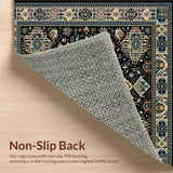 Ultra Soft Area Rug, Non Slip, Stain Resistant, Washable Area Rugs for Living Room, Bedroom, Luxe Minimalist Lace Effect(Blue)