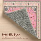 Ultra Soft Area Rug, Non Slip, Stain Resistant, Washable Area Rugs for Living Room, Bedroom, Elegant Floral Patterned Ensemble(Pink)