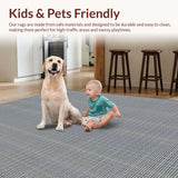 Ultra Soft Area Rug, Non Slip, Stain Resistant, Washable Area Rugs for Living Room, Bedroom, Minimalist Artisanal Crochet Pattern(Gray)