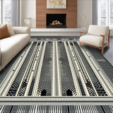 Ultra Soft Area Rug, Non Slip, Stain Resistant, Washable Area Rugs for Living Room, Bedroom, Rustic Textured Tassel Accent Piece(Black)