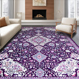 Ultra Soft Area Rug, Non Slip, Stain Resistant, Washable Area Rugs for Living Room, Bedroom, Soft Purple Geometric Motif(Purple)