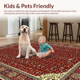 Ultra Soft Area Rug, Non Slip, Stain Resistant, Washable Area Rugs for Living Room, Bedroom, Striking Modern Distressed Design(Red)