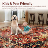 Ultra Soft Area Rug, Non Slip, Stain Resistant, Washable Area Rugs for Living Room, Bedroom, Vibrant Ethnic Print Runner(Red)
