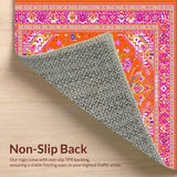 Ultra Soft Area Rug, Non Slip, Stain Resistant, Washable Area Rugs for Living Room, Bedroom, Lively Tiled Artful Expression(Orange)