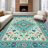 Ultra Soft Area Rug, Non Slip, Stain Resistant, Washable Area Rugs for Living Room, Bedroom, Boho Turquoise & Beige(Blue)