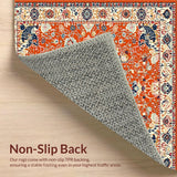 Ultra Soft Area Rug, Non Slip, Stain Resistant, Washable Area Rugs for Living Room, Bedroom, Rustic Orange Patterned Delight(Orange)