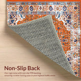 Ultra Soft Area Rug, Non Slip, Stain Resistant, Washable Area Rugs for Living Room, Bedroom, Whimsical Earthy Petal Arrangement(Orange)