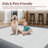Ultra Soft Area Rug, Non Slip, Stain Resistant, Washable Area Rugs for Living Room, Bedroom, Modern Elegance Black Squares(Gray)