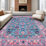 Ultra Soft Area Rug, Non Slip, Stain Resistant, Washable Area Rugs for Living Room, Bedroom, Timeless Vibrant Lattice Composition(Blue)
