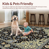 Ultra Soft Area Rug, Non Slip, Stain Resistant, Washable Area Rugs for Living Room, Bedroom, Chic Floral Paisley Elegance(Black)