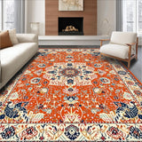 Ultra Soft Area Rug, Non Slip, Stain Resistant, Washable Area Rugs for Living Room, Bedroom, Rustic Orange Patterned Delight(Orange)