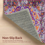 Ultra Soft Area Rug, Non Slip, Stain Resistant, Washable Area Rugs for Living Room, Bedroom, Artistic Retro Tiled Aesthetic(Purple)