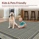 Ultra Soft Area Rug, Non Slip, Stain Resistant, Washable Area Rugs for Living Room, Bedroom, Striking Ethnic Patterned Ensemble(Gray)